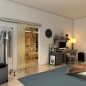 Glasschiebetür SLIM-LINE - Fineprint Modell 020 Gold auf Klarglas
