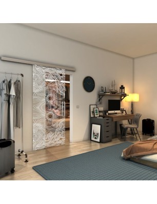 Glasschiebetür SLIM-LINE - Fineprint Model 030 Weiss auf Klarglas