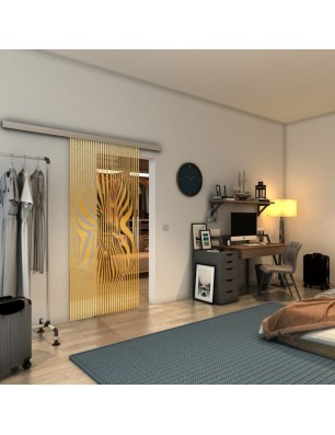 Glasschiebetür SLIM-LINE - Fineprint Model 065 Gold auf Klarglas