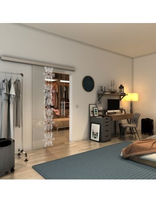 Glasschiebetür SLIM-LINE - Fineprint Model 081 Weiss auf Klarglas