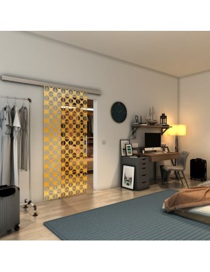 Glasschiebetür SLIM-LINE - Fineprint Model 142 Gold auf Klarglas