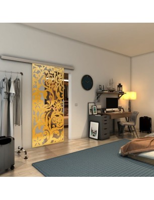 Glasschiebetür SLIM-LINE - Fineprint Model 170 Gold auf Klarglas