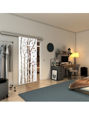 Glasschiebetür SLIM-LINE - Fineprint Model 182 Weiss auf Klarglas
