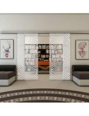 Glasschiebetür SLIM-LINE - Fineprint Model 011 Weiss auf Klarglas