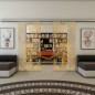 Glasschiebetür SLIM-LINE - Fineprint Modell 083 Gold auf Klarglas