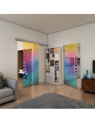 Glasschiebetür SLIM-LINE - Fineprint Model 043 Verlauf auf Klarglas
