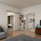 Glasschiebetür SLIM-LINE - Fineprint Modell 087 Weiss auf Klarglas Glasschiebetür SLIM-LINE - Fineprint Modell 087 Weiss auf Klarglas
