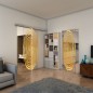 Glasschiebetür SLIM-LINE - Fineprint Modell 109 Gold auf Klarglas