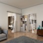 Glasschiebetür SLIM-LINE - Fineprint Modell 123 Weiss auf Klarglas Glasschiebetür SLIM-LINE - Fineprint Modell 123 Weiss auf Klarglas