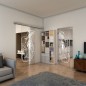 Glasschiebetür SLIM-LINE - Fineprint Modell 126 Weiss auf Klarglas Glasschiebetür SLIM-LINE - Fineprint Modell 126 Weiss auf Klarglas