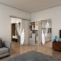 Glasschiebetür SLIM-LINE - Fineprint Modell 129 Weiss auf Klarglas Glasschiebetür SLIM-LINE - Fineprint Modell 129 Weiss auf Klarglas