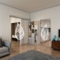 Glasschiebetür SLIM-LINE - Fineprint Modell 130 Weiss auf Klarglas Glasschiebetür SLIM-LINE - Fineprint Modell 130 Weiss auf Klarglas