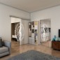 Glasschiebetür SLIM-LINE - Fineprint Modell 134 Weiss auf Klarglas Glasschiebetür SLIM-LINE - Fineprint Modell 134 Weiss auf Klarglas