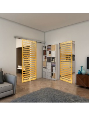 Glasschiebetür SLIM-LINE - Fineprint Model 153 Gold auf Klarglas
