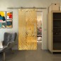 Glasschiebetür PIPE-LINE - Fineprint Modell 074 Gold auf Klarglas