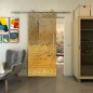 Glasschiebetür PIPE-LINE - Fineprint Modell 015 Gold auf Grauglas