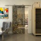 Glasschiebetür PIPE-LINE - Fineprint Modell 049 Gold auf Grauglas