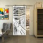 Glasschiebetür PIPE-LINE - Fineprint Modell 133 Weiss auf Grauglas