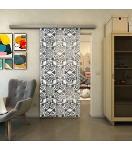 Glasschiebetür SLIM-LINE - Fineprint Model 005 Weiss auf Grauglas