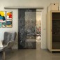 Glasschiebetür SLIM-LINE - Fineprint Modell 013 Weiss auf Grauglas