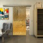 Glasschiebetür SLIM-LINE - Fineprint Modell 015 Gold auf Grauglas