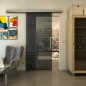 Glasschiebetür SLIM-LINE - Fineprint Modell 019 Schwarz auf Grauglas
