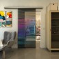 Glasschiebetür SLIM-LINE - Fineprint Modell 019 Verlauf auf Grauglas