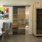 Glasschiebetür SLIM-LINE - Fineprint Modell 019 Gold auf Grauglas