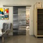 Glasschiebetür SLIM-LINE - Fineprint Modell 019 Weiss auf Grauglas