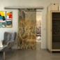 Glasschiebetür SLIM-LINE - Fineprint Modell 020 Gold auf Grauglas