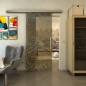 Glasschiebetür SLIM-LINE - Fineprint Modell 021 Gold auf Grauglas