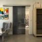 Glasschiebetür SLIM-LINE - Fineprint Modell 022 Schwarz auf Grauglas