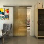 Glasschiebetür SLIM-LINE - Fineprint Modell 022 Gold auf Grauglas