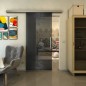Glasschiebetür SLIM-LINE - Fineprint Modell 024 Schwarz auf Grauglas