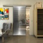 Glasschiebetür SLIM-LINE - Fineprint Modell 024 Weiss auf Grauglas
