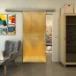 Glasschiebetür SLIM-LINE - Fineprint Modell 025 Gold auf Grauglas