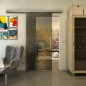 Glasschiebetür SLIM-LINE - Fineprint Modell 027 Gold auf Grauglas