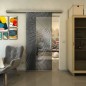 Glasschiebetür SLIM-LINE - Fineprint Modell 027 Weiss auf Grauglas