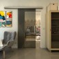 Glasschiebetür SLIM-LINE - Fineprint Modell 028 Gold auf Grauglas