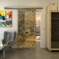 Glasschiebetür SLIM-LINE - Fineprint Modell 030 Gold auf Grauglas