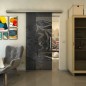 Glasschiebetür SLIM-LINE - Fineprint Modell 031 Schwarz auf Grauglas