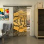 Glasschiebetür SLIM-LINE - Fineprint Modell 031 Gold auf Grauglas