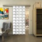 Glasschiebetür SLIM-LINE - Fineprint Modell 033 Weiss auf Grauglas