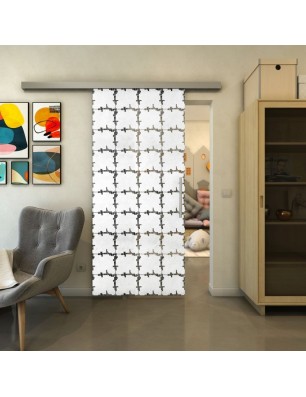 Glasschiebetür SLIM-LINE - Fineprint Model 033 Weiss auf Grauglas