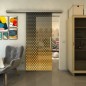 Glasschiebetür SLIM-LINE - Fineprint Modell 038 Gold auf Grauglas