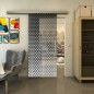 Glasschiebetür SLIM-LINE - Fineprint Modell 038 Weiss auf Grauglas
