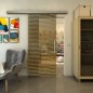 Glasschiebetür SLIM-LINE - Fineprint Modell 046 Gold auf Grauglas