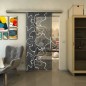 Glasschiebetür SLIM-LINE - Fineprint Modell 049 Weiss auf Grauglas