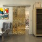 Glasschiebetür SLIM-LINE - Fineprint Modell 051 Gold auf Grauglas