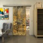 Glasschiebetür SLIM-LINE - Fineprint Modell 056 Gold auf Grauglas
